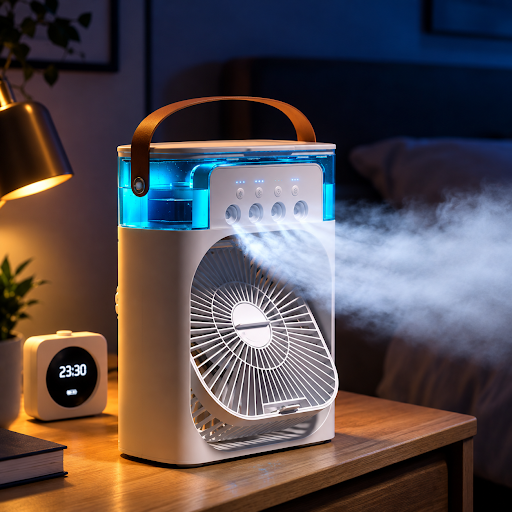 3-in-1 Portable Air Cooler Fan and Humidifier    מאוורר קירור ומכשיר אדים נייד 3 ב-1