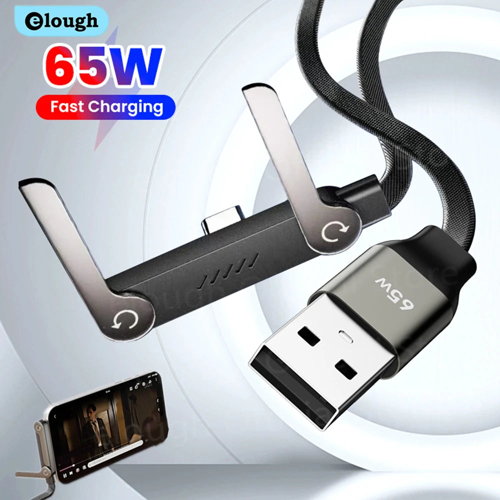 65W Fast Charge Cable & Phone Stand     עם מעמד לטלפון W65 כבל טעינה לטלפון