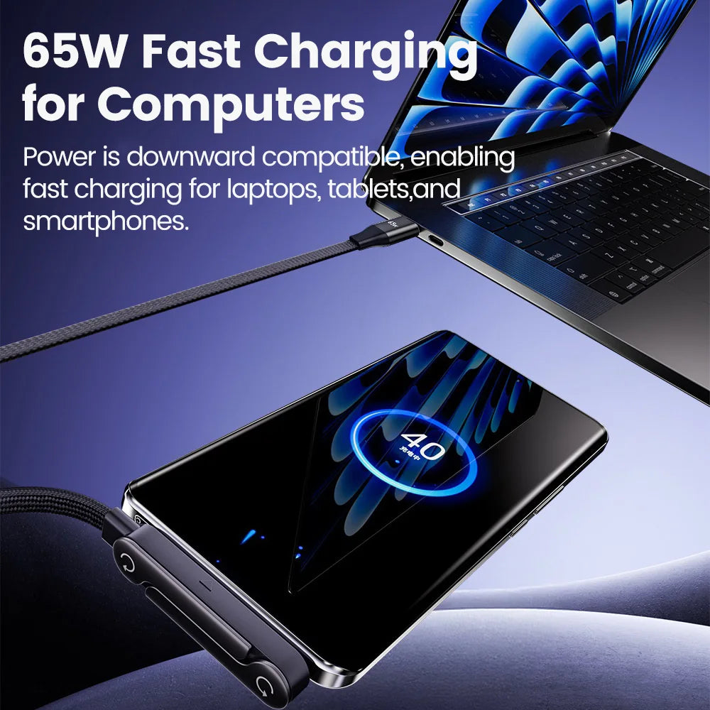 65W Fast Charge Cable & Phone Stand     עם מעמד לטלפון W65 כבל טעינה לטלפון