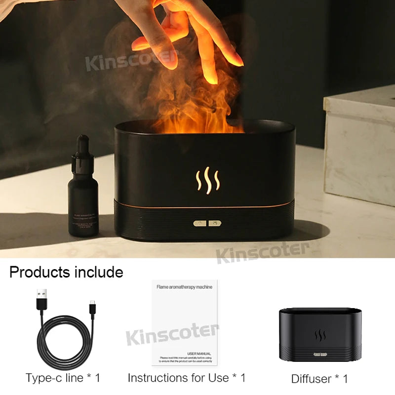 "Flame Glow" Essential Oil Diffuser – Luxury Atmosphere & Aromatherapy   מפיץ ארומה "להבה חיה" – לאווירה יוקרתית ורוגע מוחלט