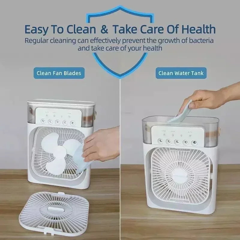 3-in-1 Portable Air Cooler Fan and Humidifier    מאוורר קירור ומכשיר אדים נייד 3 ב-1