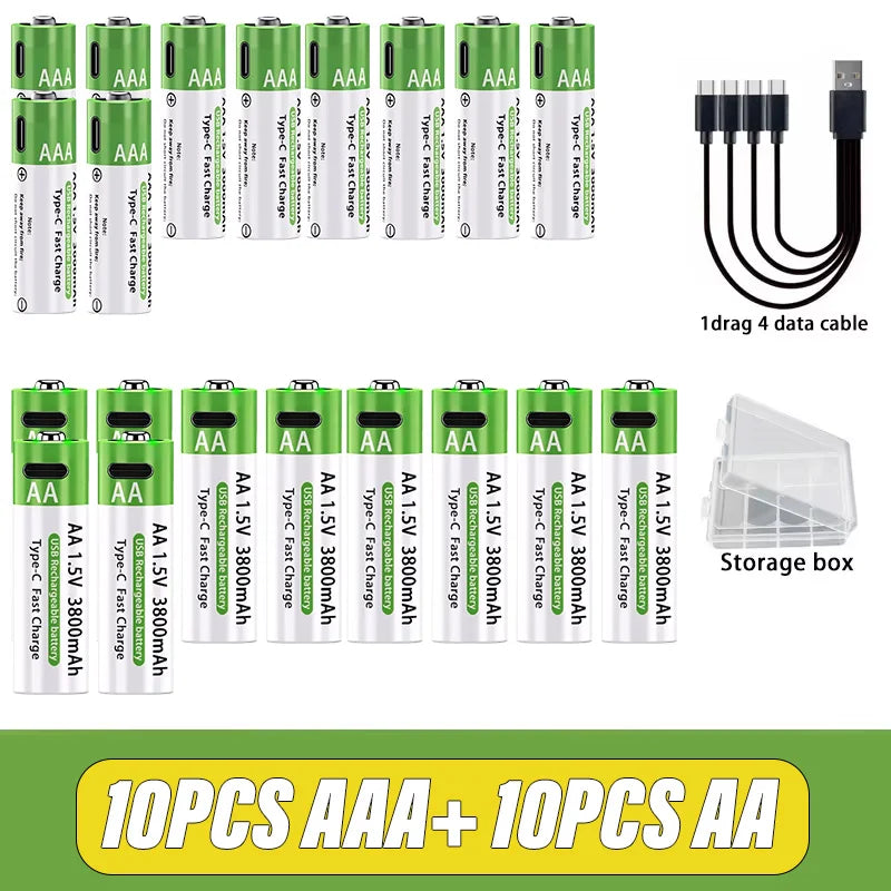 USB Rechargeable Batteries – AA/AAA Fast Charging Pack        סוללות נטענות בחיבור יו-אס-בי – חוסכות כסף וזמן