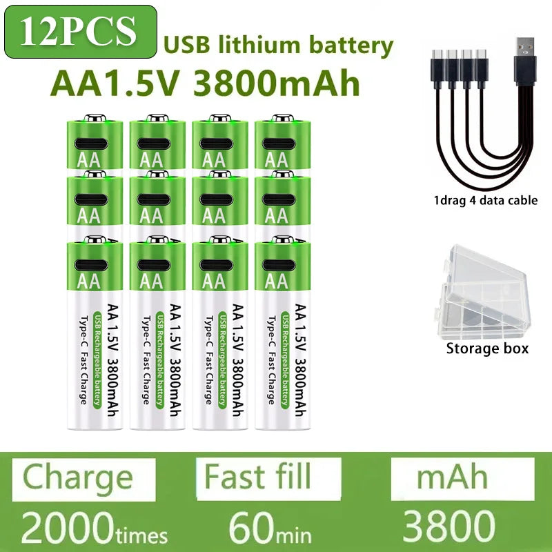 USB Rechargeable Batteries – AA/AAA Fast Charging Pack        סוללות נטענות בחיבור יו-אס-בי – חוסכות כסף וזמן