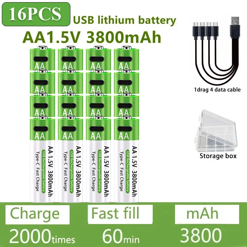 USB Rechargeable Batteries – AA/AAA Fast Charging Pack        סוללות נטענות בחיבור יו-אס-בי – חוסכות כסף וזמן