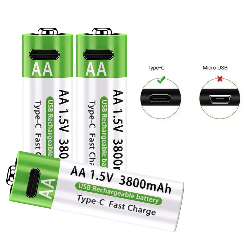 USB Rechargeable Batteries – AA/AAA Fast Charging Pack        סוללות נטענות בחיבור יו-אס-בי – חוסכות כסף וזמן