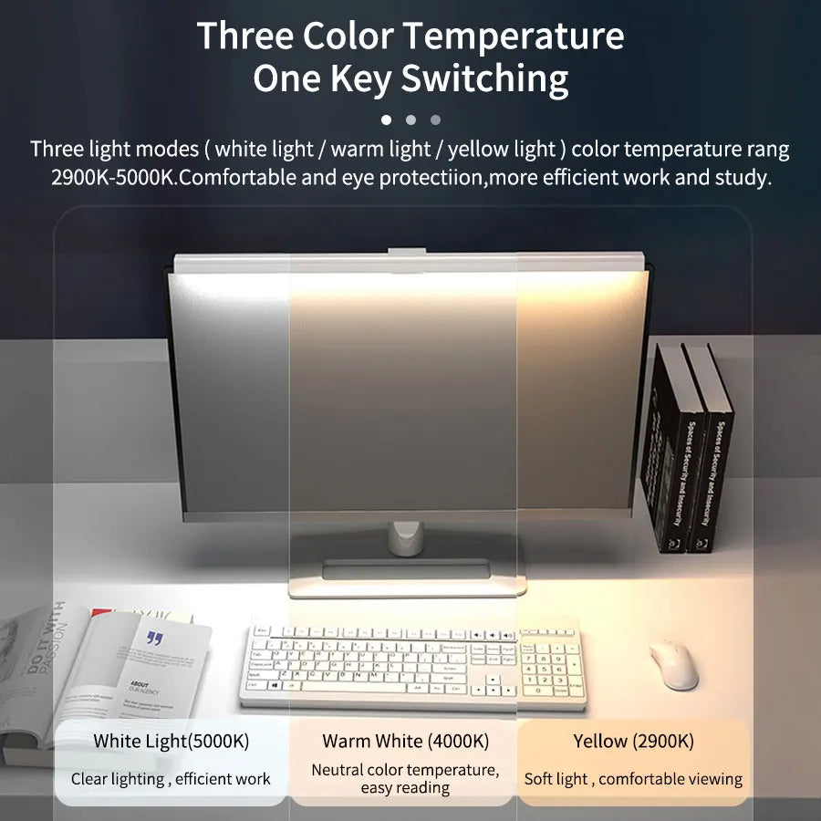 50cm LED Monitor Light Bar – Professional Desk Lamp   מנורת מסך 50 ס"מ – תאורת לד מקצועית לשולחן עבודה