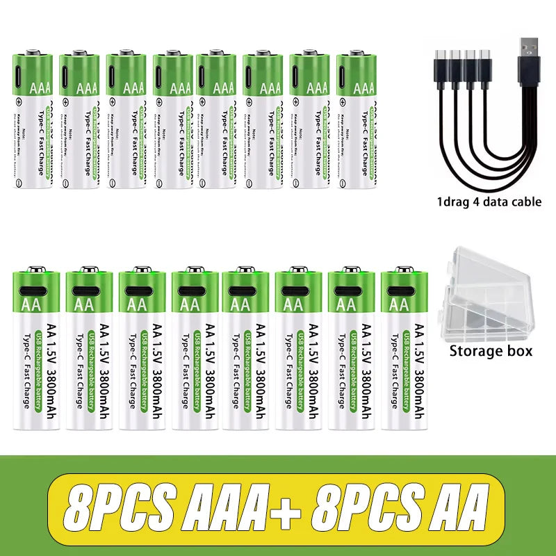 USB Rechargeable Batteries – AA/AAA Fast Charging Pack        סוללות נטענות בחיבור יו-אס-בי – חוסכות כסף וזמן