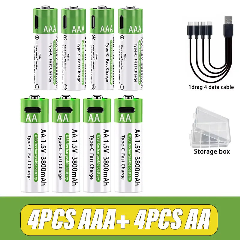 USB Rechargeable Batteries – AA/AAA Fast Charging Pack        סוללות נטענות בחיבור יו-אס-בי – חוסכות כסף וזמן