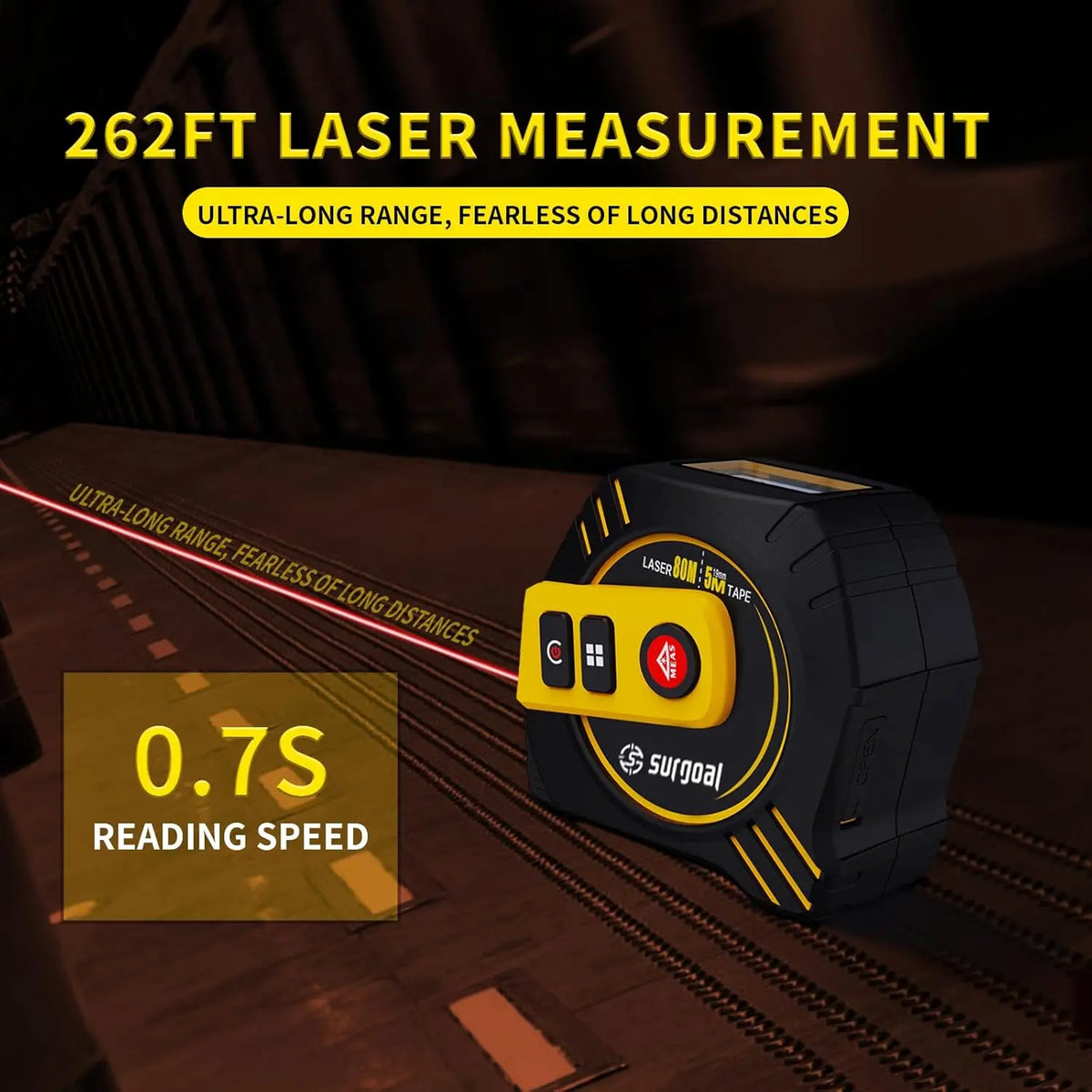 2-in-1 Digital Laser Tape Measure (80m) with Rechargeable Battery         סרט מדידה משולב לייזר דיגיטלי נטען עד 80 מטר