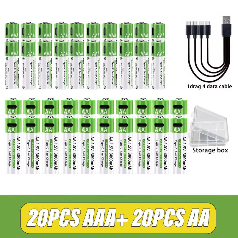 USB Rechargeable Batteries – AA/AAA Fast Charging Pack        סוללות נטענות בחיבור יו-אס-בי – חוסכות כסף וזמן