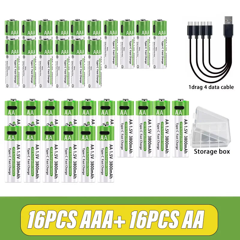 USB Rechargeable Batteries – AA/AAA Fast Charging Pack        סוללות נטענות בחיבור יו-אס-בי – חוסכות כסף וזמן