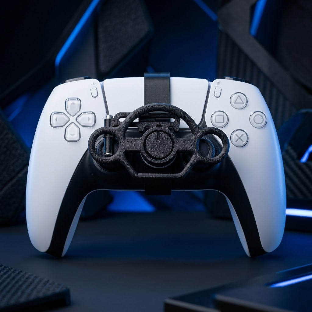 Mini Steering Wheel Attachment for PS5 Controller     הגה מיני למשחקי מרוצים לשלט סוני 5